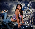Yenny with Harley model shoot
