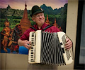 Martin playing the accordion