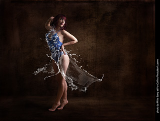 Angela in a water dress